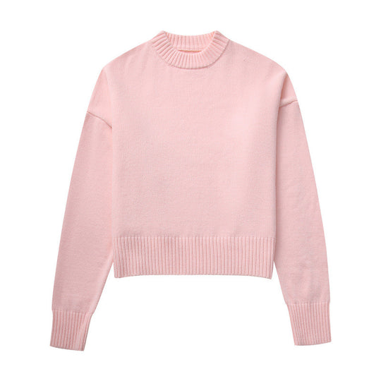 Damen Bequem Gestrickter Kurzpullover EB