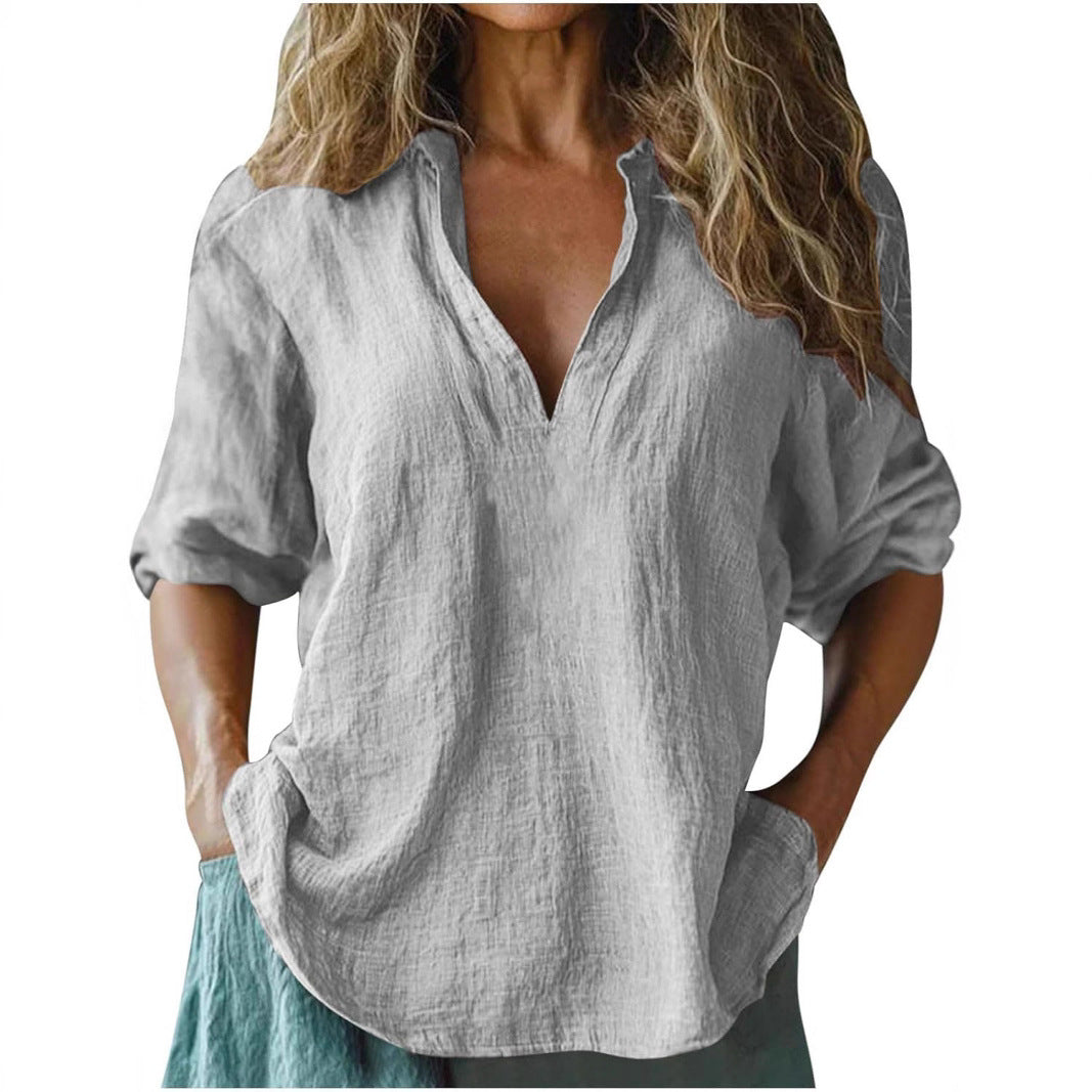 Damen lässige Leinenbluse EB