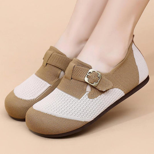 Damen Slip-On Schuhe mit verstellbarem Schnallenverschluss und atmungsaktiver Oberflächenstruktur EB