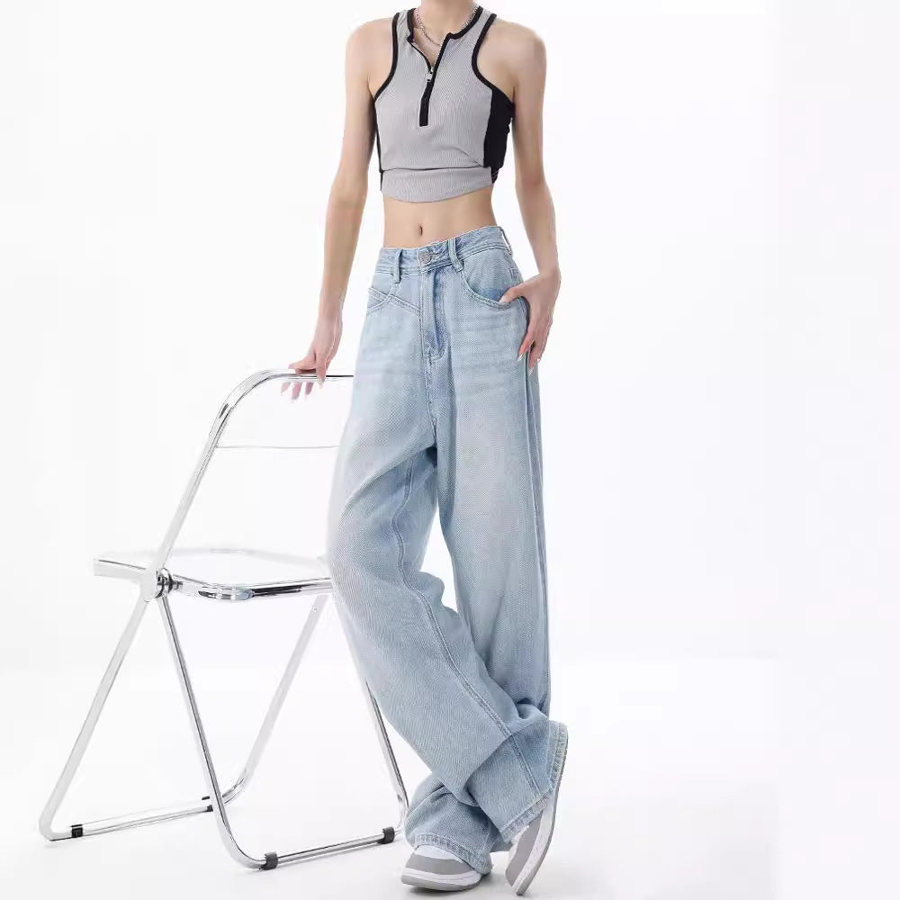 Damen Weite High-Waist Jeans mit lässigem Schnitt und modernem Design EB