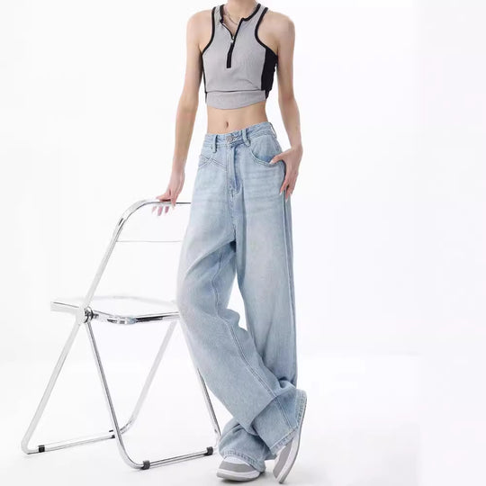 Damen Weite High-Waist Jeans mit lässigem Schnitt und modernem Design EB