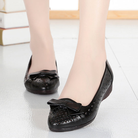 Damen Luftige Ballerinas mit elegantem Schleifen-Detail und atmungsaktiven Perforationen EB