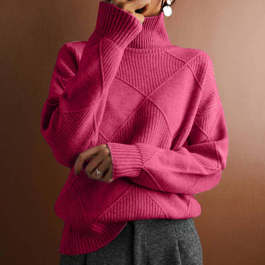 EB | Einfarbiger Klassischer Strickpullover Für Damen