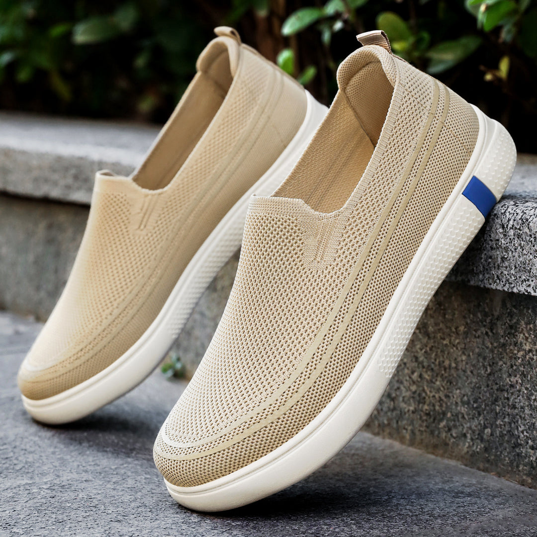 Herren nan nahtloser Strick-Slip-On Freizeit-Sneaker mit atmungsaktivem 3D-Mesh und stoßdämpfender EVA-Flexsohle EB