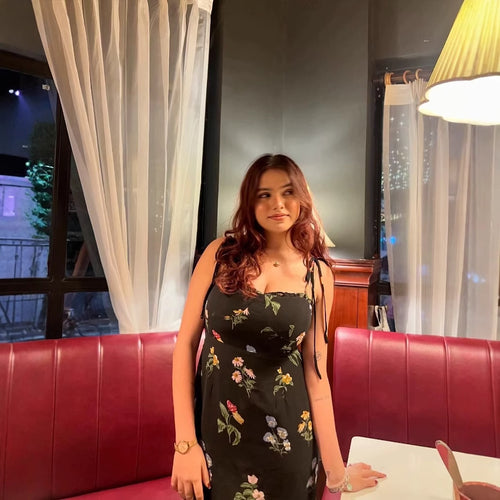 Damen Maxikleid mit floralem Design und verstellbaren Spaghettiträgern EB