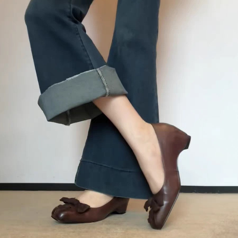Damen Ballerinas mit dekorativer Schleifenapplikation und elegantem Absatz EB