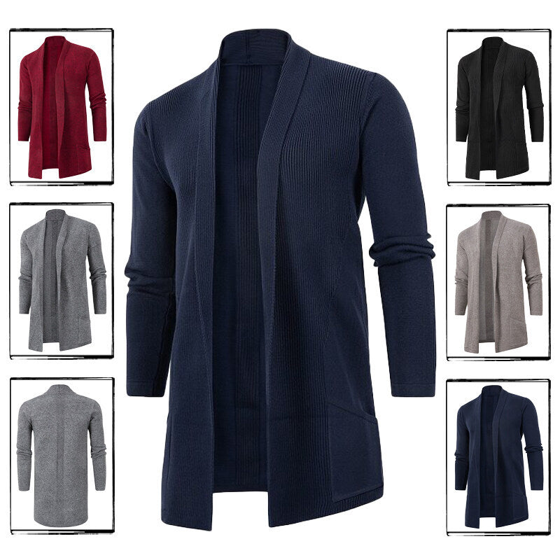 Herren Strickjacke mit offenem Schnitt und praktischen Taschen EB