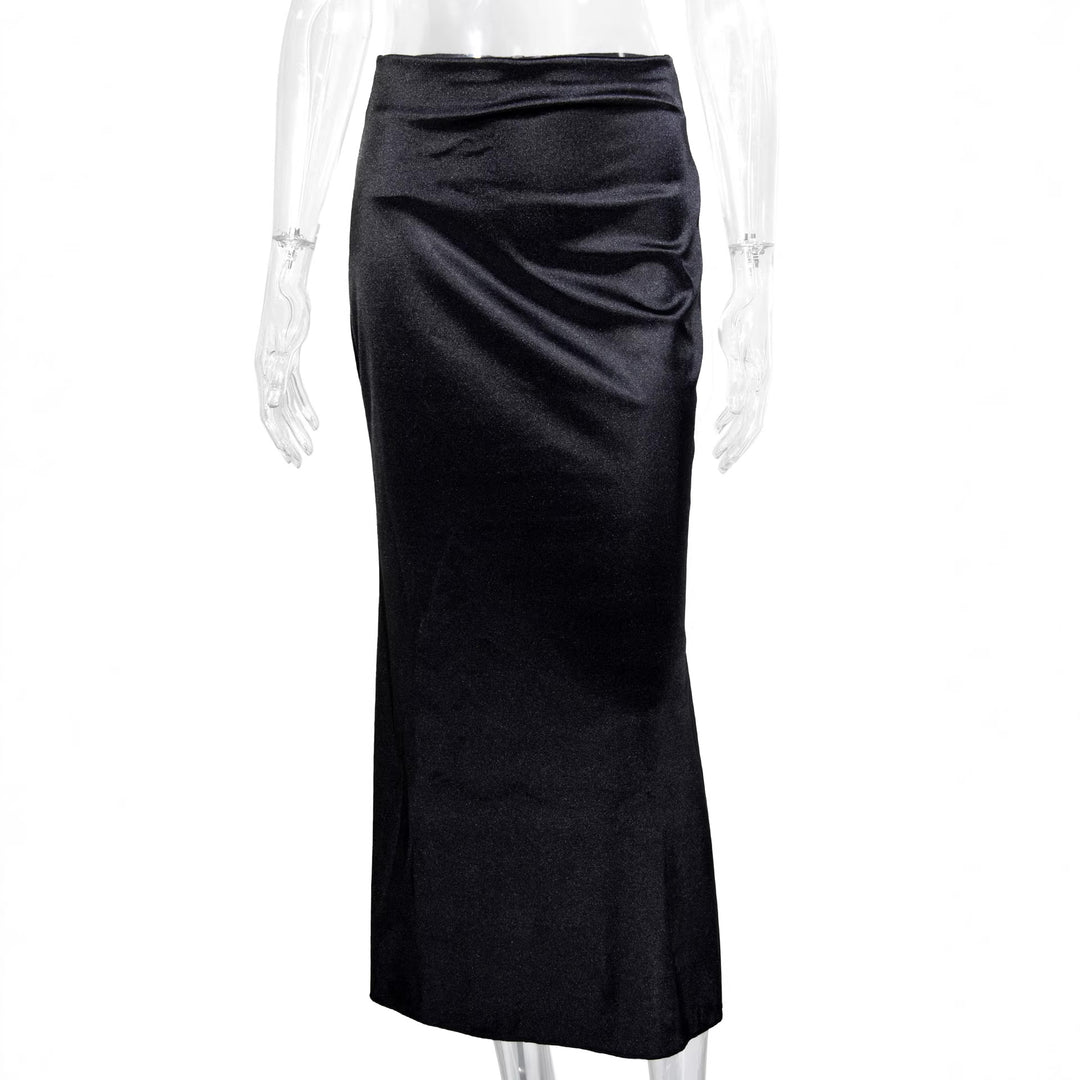 Damen Elegante und fließende Satin Maxiröcke EB