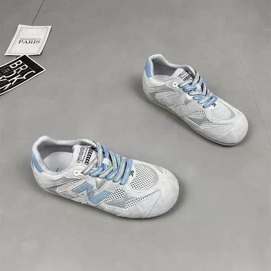 Damen Sportliche Schnür-Sneaker mit atmungsaktiver Mesh-Oberfläche und dämpfender Sohle EB