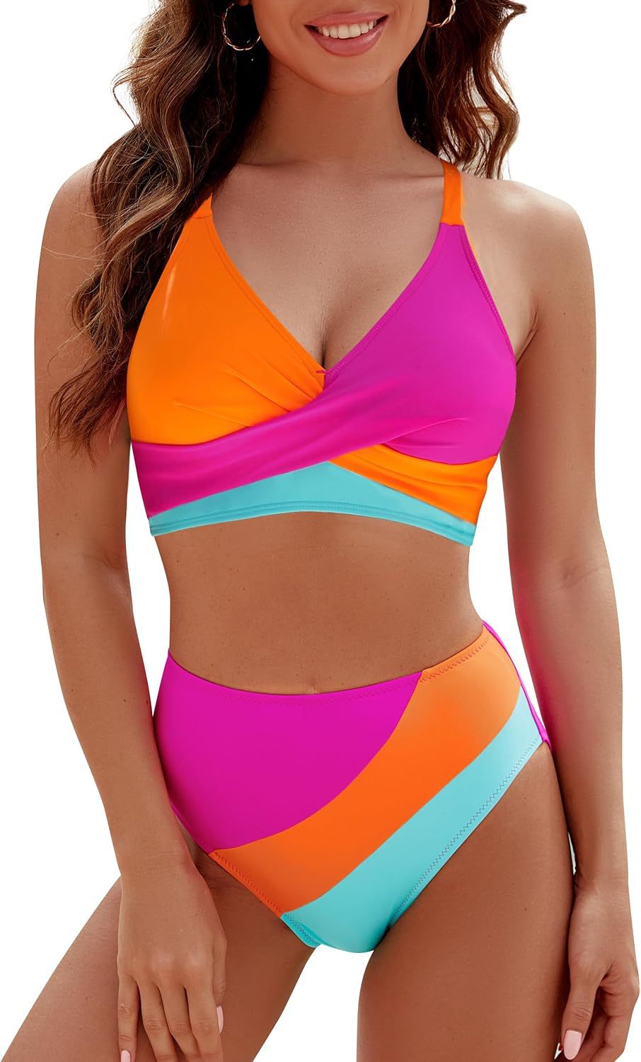 Damen Sportlicher Bikini-Set mit modernem Wickeldesign EB