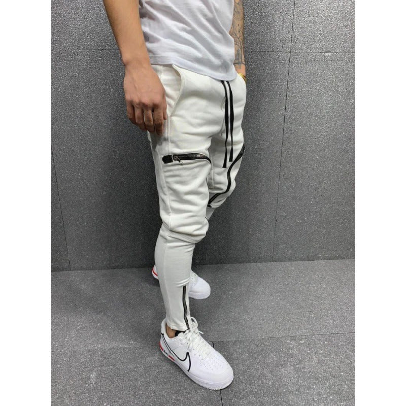 Herren Sportliche Jogginghose mit stylischen Reißverschlüssen und körpernahem Schnitt EB