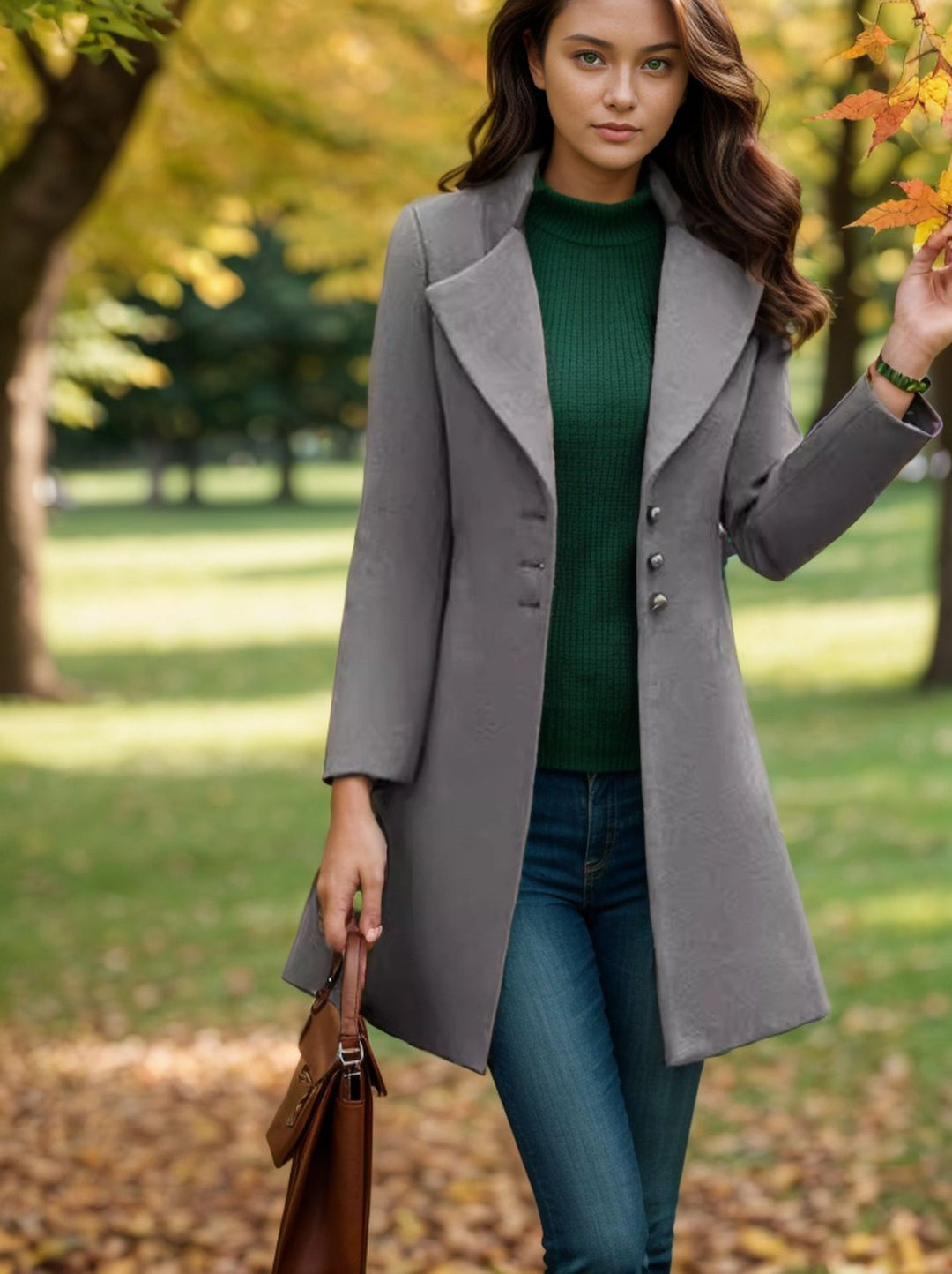 Damen eleganter und taillierter Trenchcoat mit strukturiertem Gewebe EB