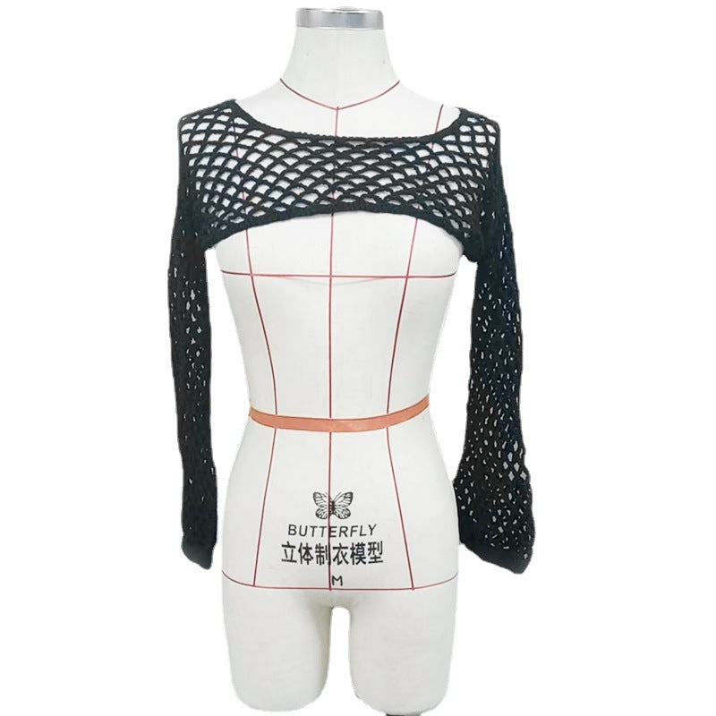 Damen trendiges Netz-Overtop mit weitem Arm EB