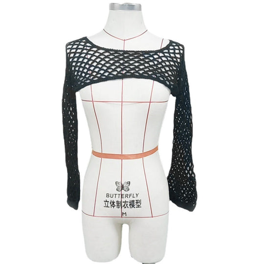 Damen trendiges Netz-Overtop mit weitem Arm EB
