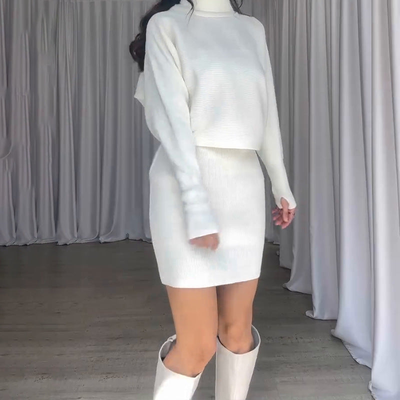 Damen Strickkleid mit lässigem Rollkragen und angeschnittenen Ärmeln EB