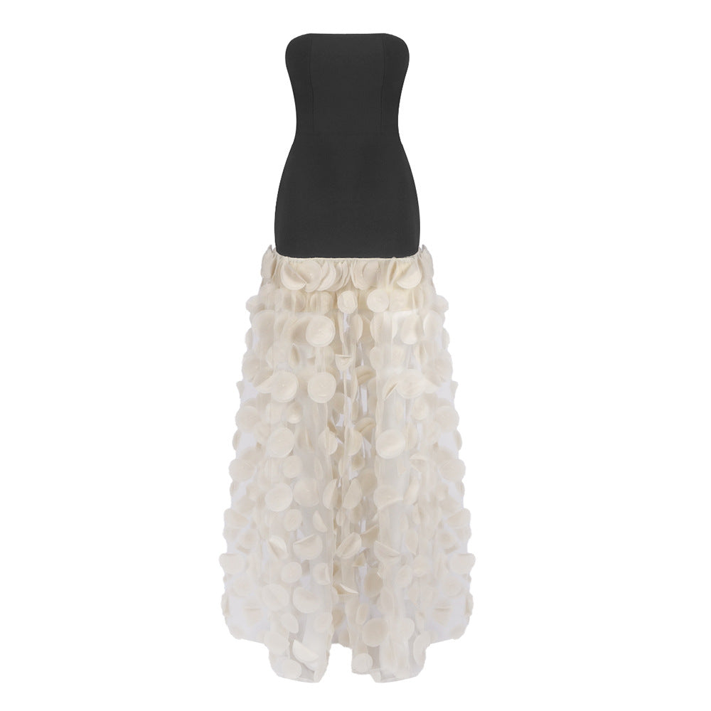 Damen Traumhaftes Tüll-Abendkleid ohne Ärmel und Volant-Design EB