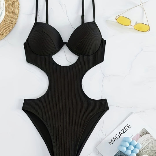 Damen Einteiler Badeanzug mit elegantem Cut-Out-Design und verstellbaren Trägern EB