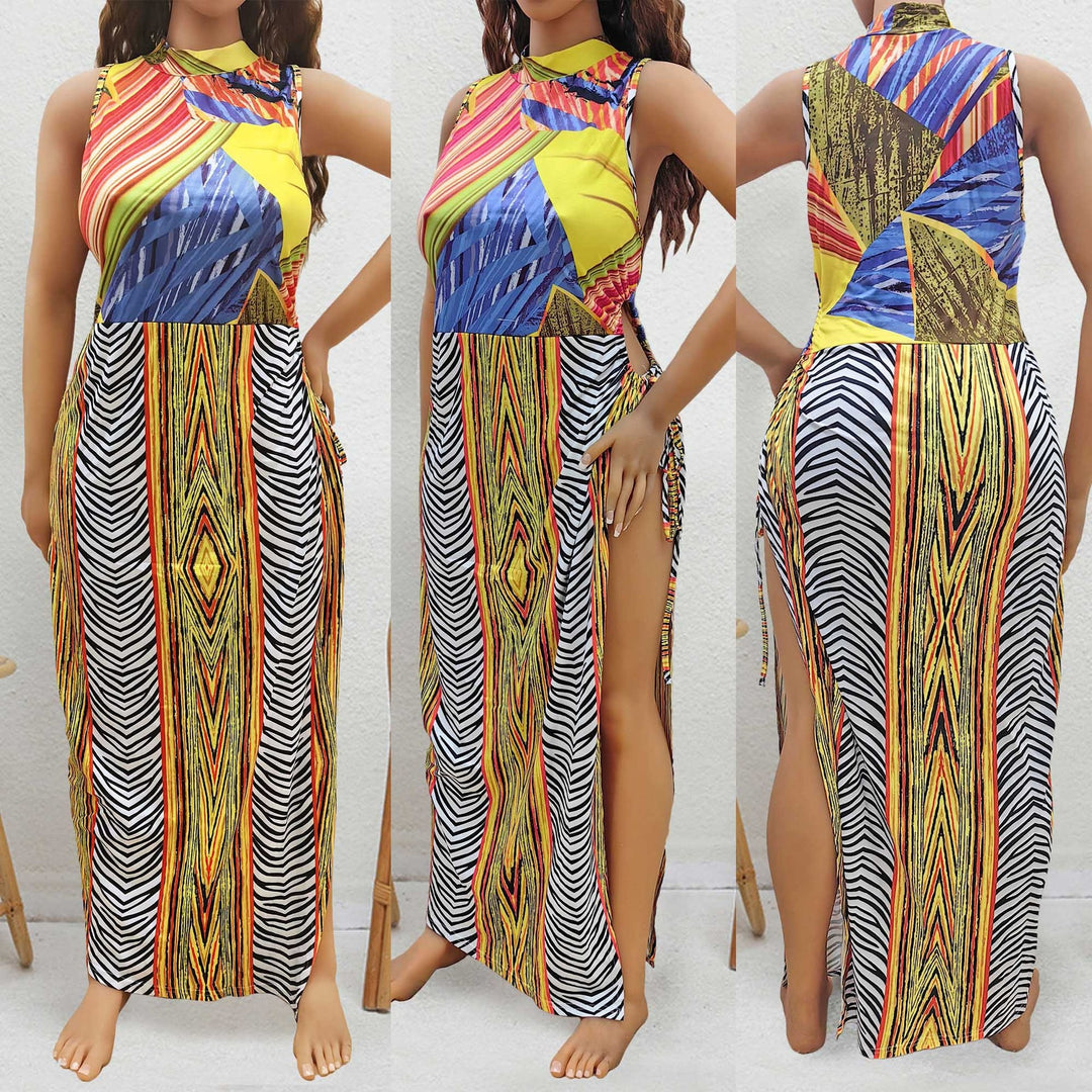 Damen Maxi-Kleid mit fröhlichem Muster EB