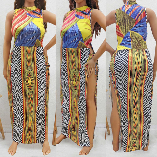 Damen Maxi-Kleid mit fröhlichem Muster EB