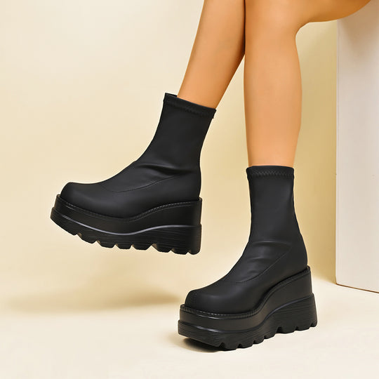 Damen High-Top Stiefeletten mit doppeltem Plateau EB