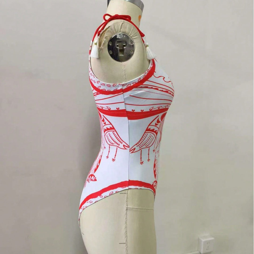 Damen Einseitiger Badeanzug mit verspieltem Design EB