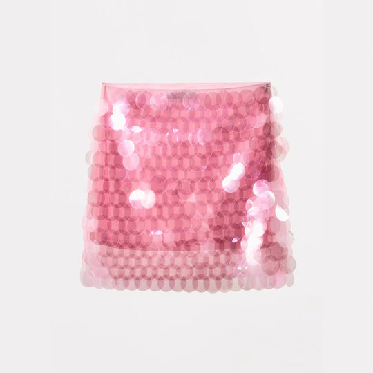 Damen Glitzernder Minirock mit schimmernden Pailletten und elastischem Bund EB