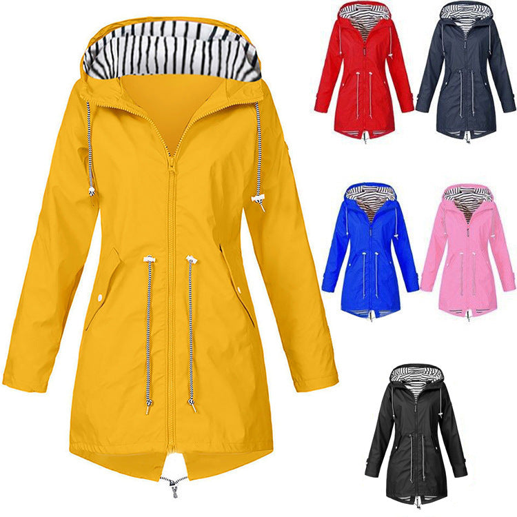 Damen wasserabweisende Freizeitjacke mit verstellbarem Kapuzenkragen und funktionalen Taschen EB