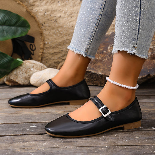 Damen Ballerinas mit praktischem Schnallenverschluss und bequemer Sohle EB