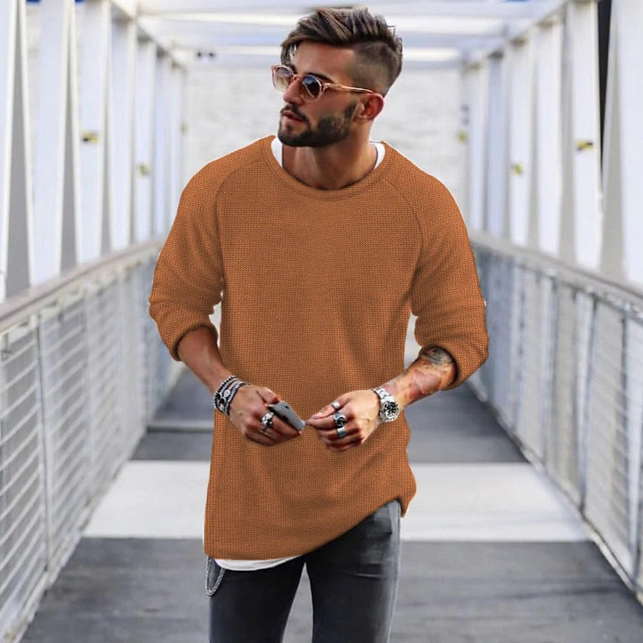 Herren lässiger Pullover mit innovativem Strickmuster EB
