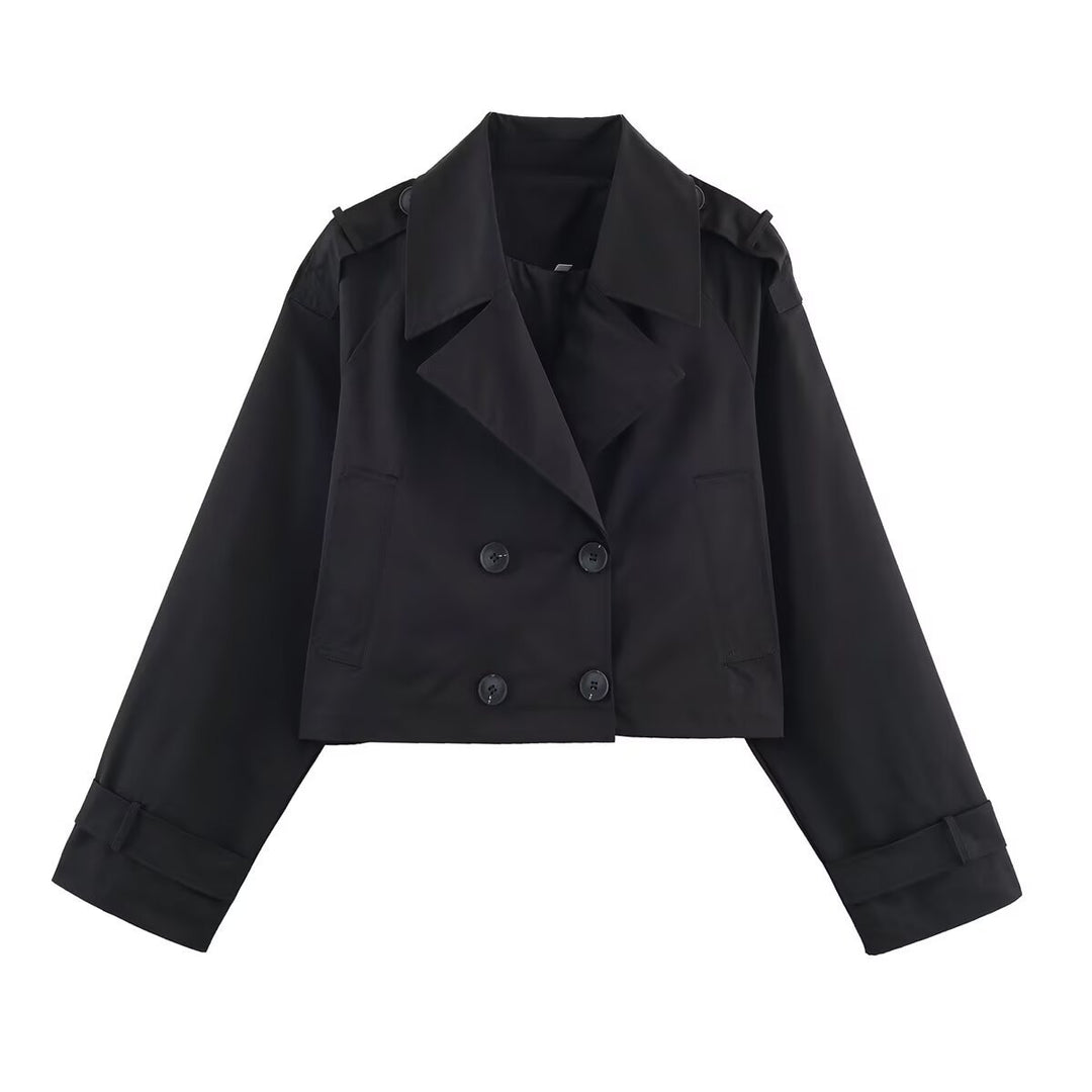 Damen modische cropped Trenchjacke EB