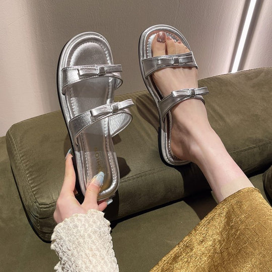 Damen glamouröse Riemchensandalen mit zierlicher Schleifenverzierung EB