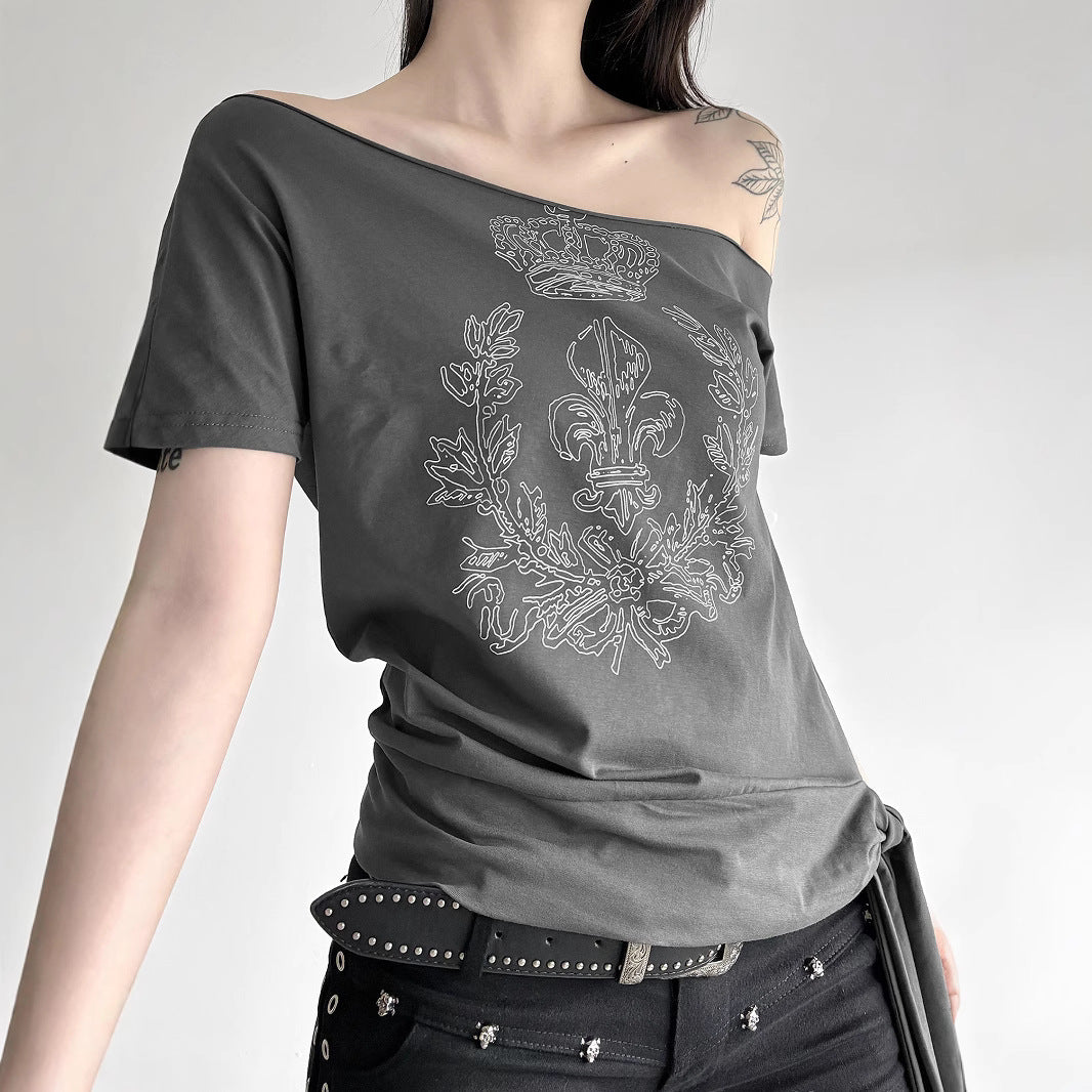 Damen asymmetrisches Top mit dekorativem Knoten EB