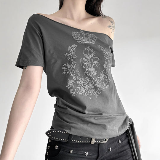 Damen asymmetrisches Top mit dekorativem Knoten EB