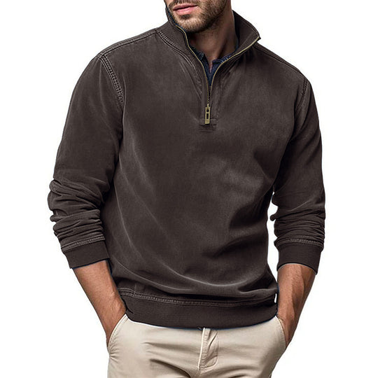 Herren Halbzip Sweatshirt mit Stehkragen und Rippbündchen EB