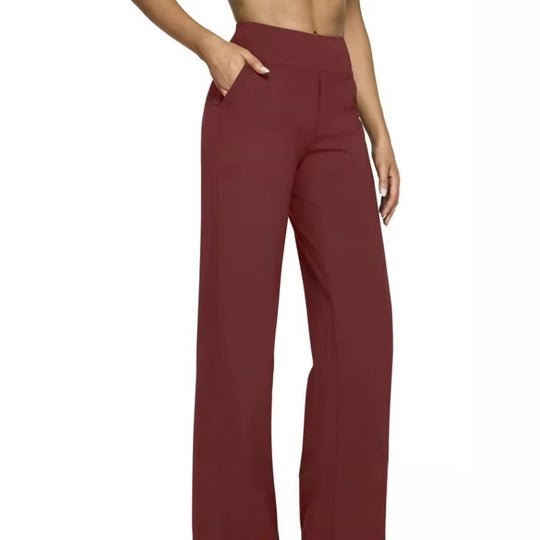 Damen Weit geschnittene Komfort-Hose mit elastischem Bund und praktischen Taschen EB