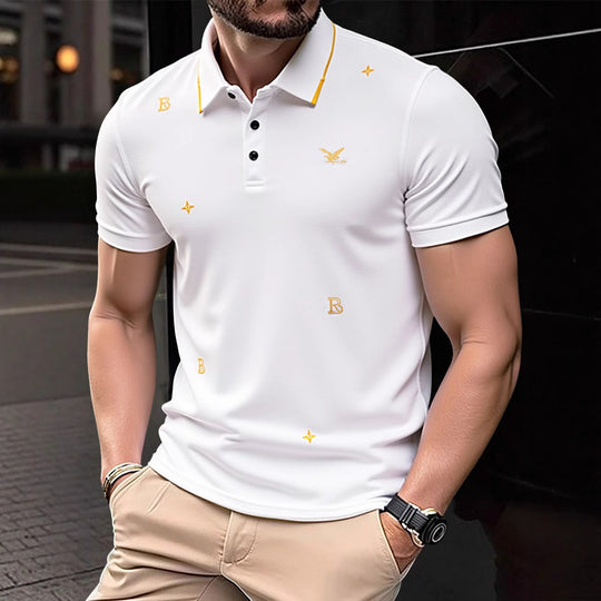 Herren Polohemd mit modischem Stickdesign und hochwertigem Stoff EB
