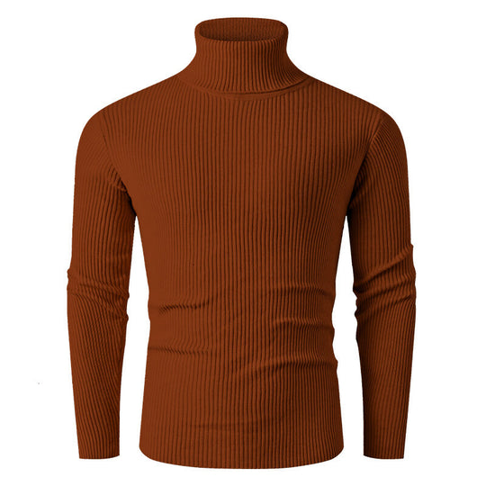 Herren nan taillierter Rippen-Strick Rollkragenpullover Slim Fit EB