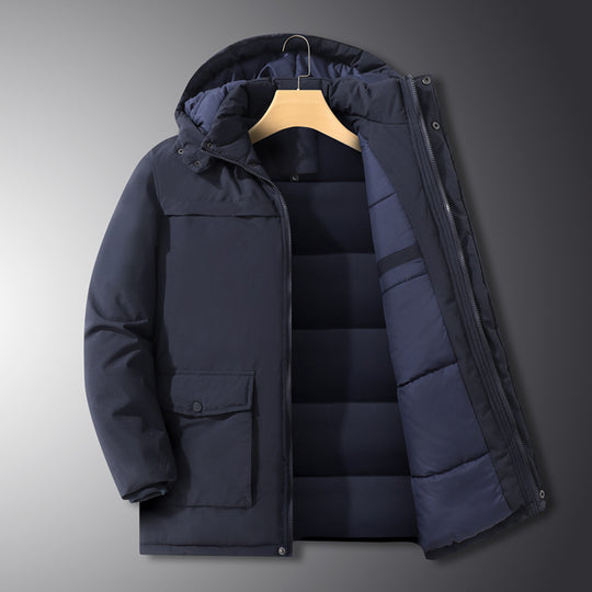 Herren Winterparka mit wärmendem Teddyfutter, abnehmbarer Kapuze und hoher Stehkragen EB