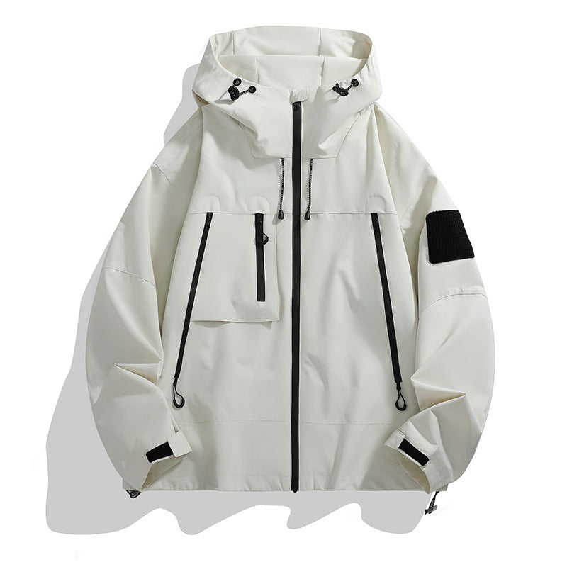 Herren technische Outdoor-Jacke mit verstellbarem Kapuzendesign und multifunktionalen Taschen EB