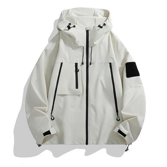 Herren technische Outdoor-Jacke mit verstellbarem Kapuzendesign und multifunktionalen Taschen EB