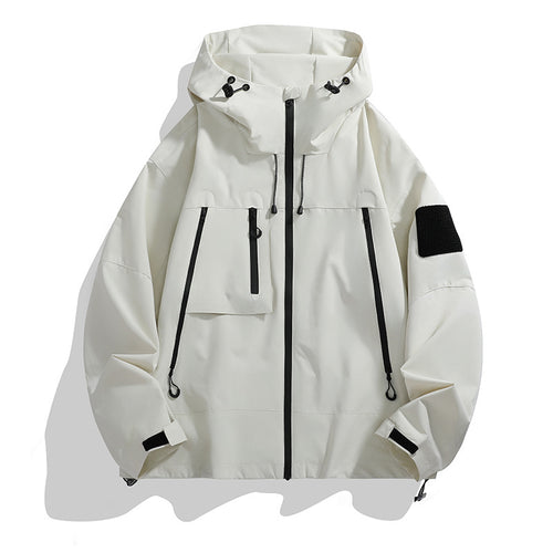 Herren technische Outdoor-Jacke mit verstellbarem Kapuzendesign und multifunktionalen Taschen EB