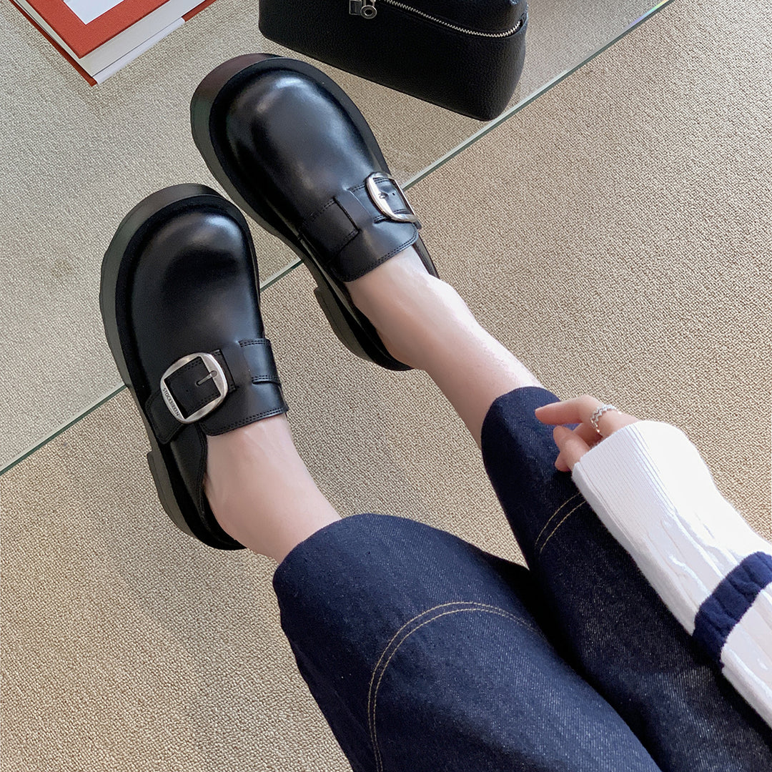 Damen Clogs mit elegantem Schnallenverschluss und rutschfester Sohle EB