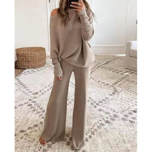 Damen Kuscheliges Lounge-Set mit weitem Schnitt und Off-Shoulder-Design EB