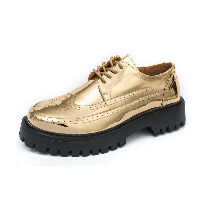 Damen Plateau-Brogue Derby mit markanter Profilsohle und Lacklederoptik EB