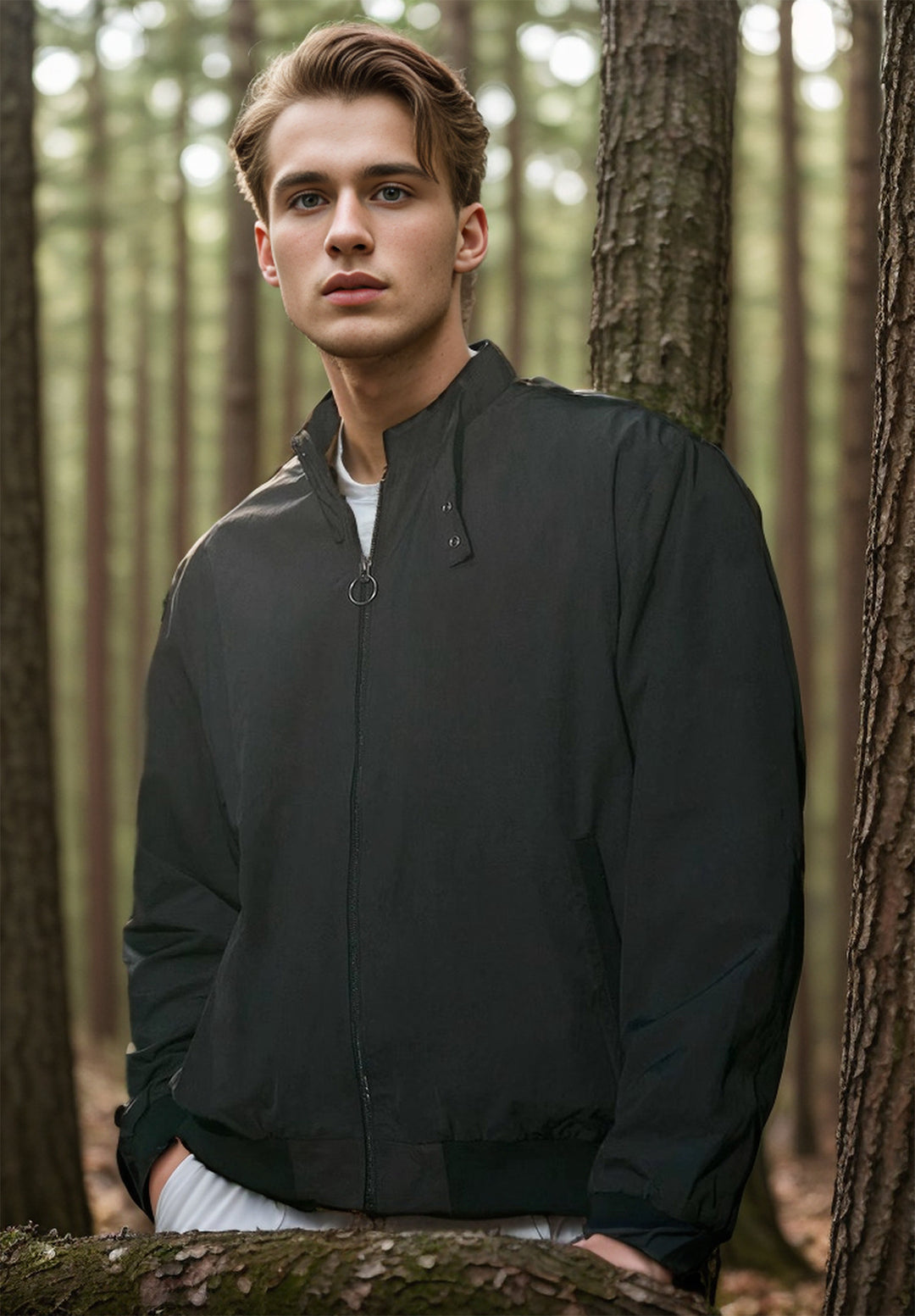 Herren leichte Übergangsjacke mit hohem Kragen und praktischen Eingrifftaschen EB