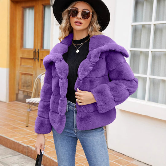 Damen Fleece-Puffjacke mit Kapuze EB