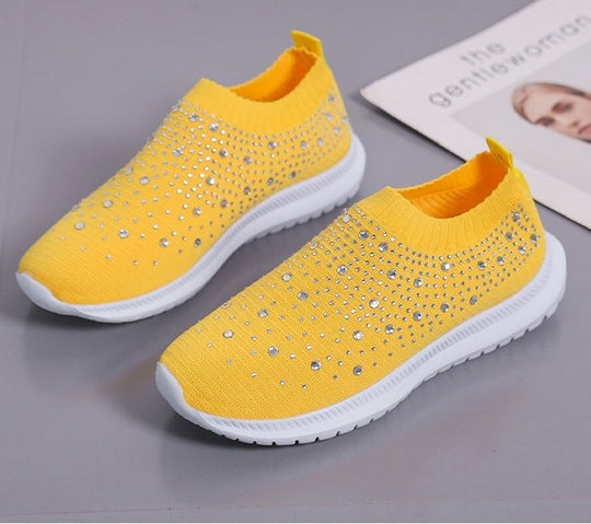 Damen sportive Slip-On Sneakers mit glitzernden Details EB