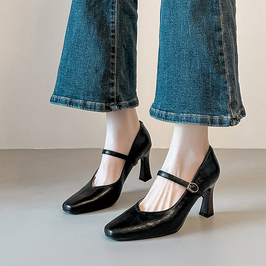 Damen elegante Mary Jane Pumps mit schickem Riemchen EB