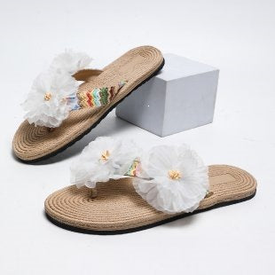 Damen Flauscher Pantoletten mit floralem Design EB