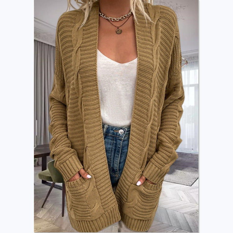 Damen Strickcardigan mit strukturiertem Design und großen Taschen EB